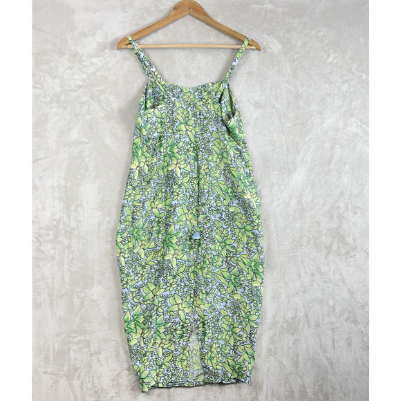 Tibi Hyland Womens Dress Size 12 Green Sheath Knee Length Sleeveless Silk Tropic - Picture 4 of 12